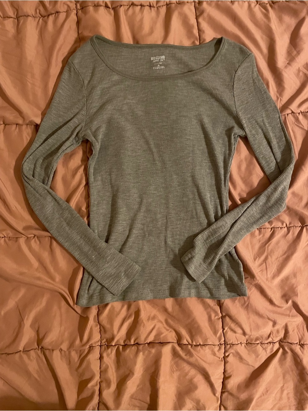 Mossimo Supply Co. Olive Ribbed Long Sleeve Tee
